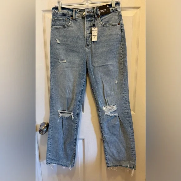 Express High Waisted Distressed Jeans - Picture 3 of 9